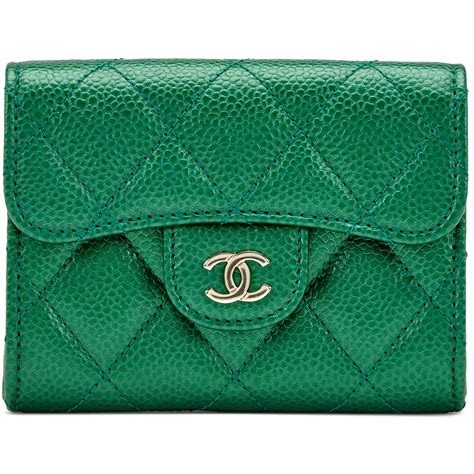 chanel card holder green|Chanel card holder with flap.